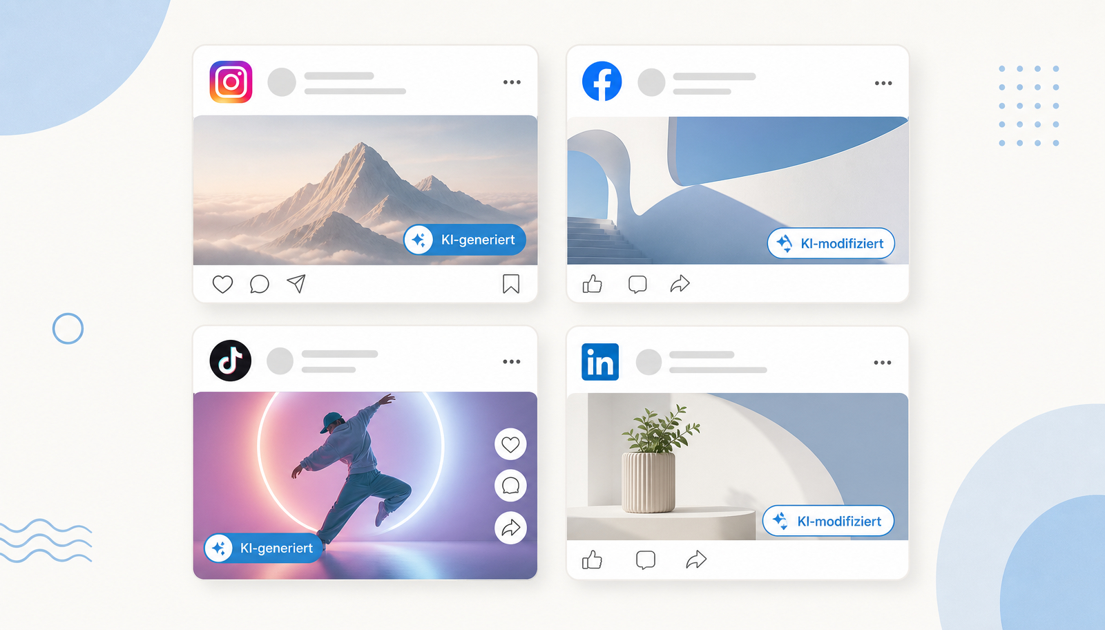 Social-Media-Posts mit KI-Generated- und KI-Modified-Labeln